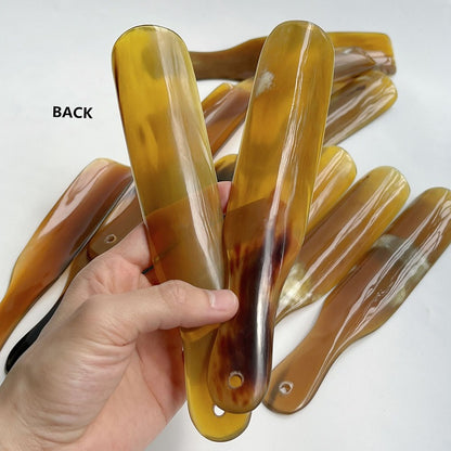 Personalized engrave logo-Natural Ox horn shoehorn long handle shoe horn gift