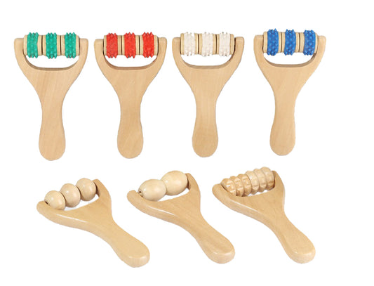 Engrave logo-Natural wood roller massager SPA tool slingshot ball massager Guasha tool body massager