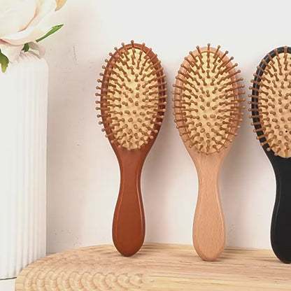 Personalized-Wood handle airbag brush hair massage brush beard brush barber comb wholesale