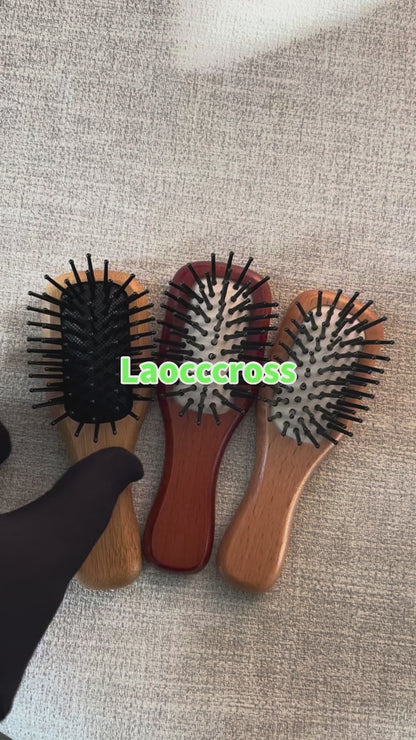 Personalized-Mini Wooden handle air cushion brush hair massage brush beard brush barber comb wholesale