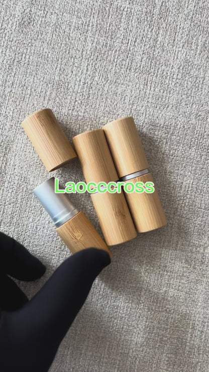 Personalized-Engrave logo bamboo lipstick tube diy wholesale