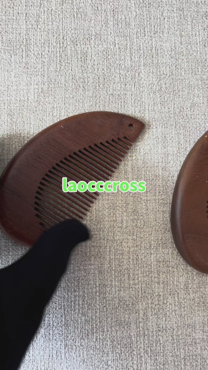 Peigne en bois rouge personnalisable avec logo - Peigne à barbe rouge - Peigne de poche - Peigne à dents doubles - Brosse à cheveux et à barbe