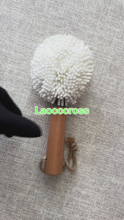 Engrave logo-Natural beech wood handle cup brushes wine glass clean brush EVA brush