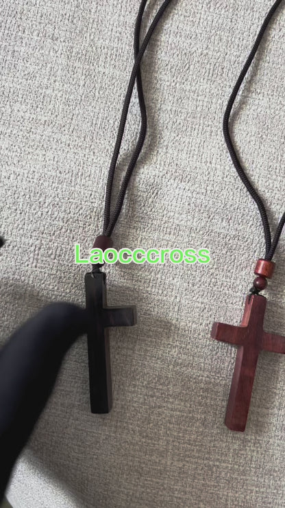 Personalized logo/name-Natural wood cross Jesus Cross necklace bracelet keychain wholesale