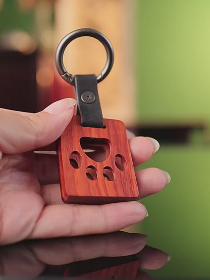 Personalized-Wooden key chain access card holder card holder cat keychain