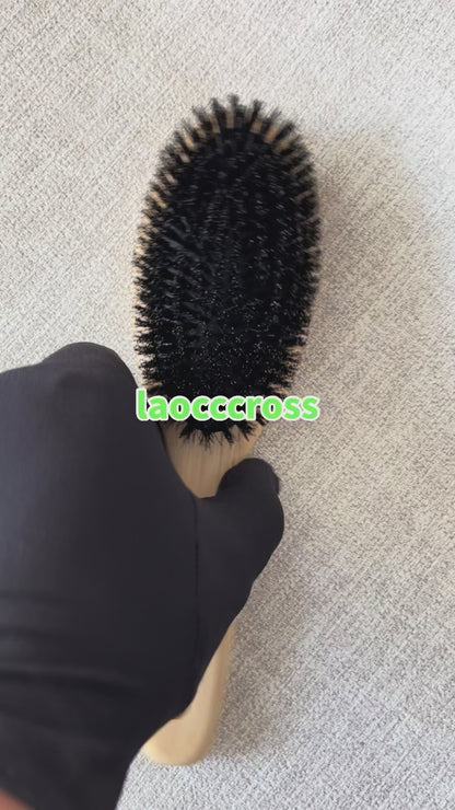 Engrave logo-bamboo handle brush boar bristle hair care beard brush barber tool beauty grooming wholesale