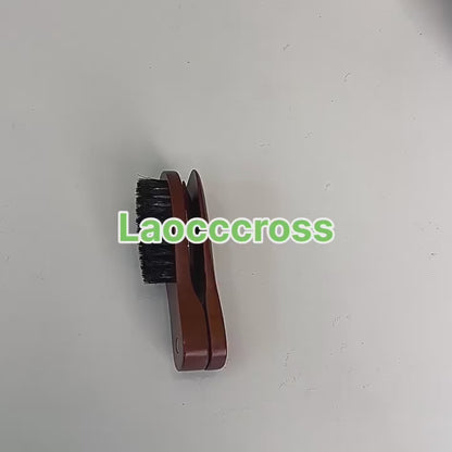 Engrave logo-Wood shoe horn folding shoeshorn shoes brush coat brush cloth brush boar bristle brush