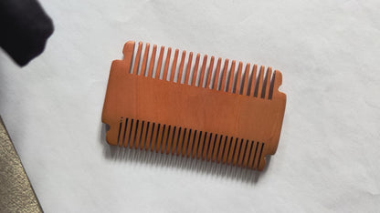 Engrave logo-Peach wood comb fine/wide tooth beard hair care grooming barber comb