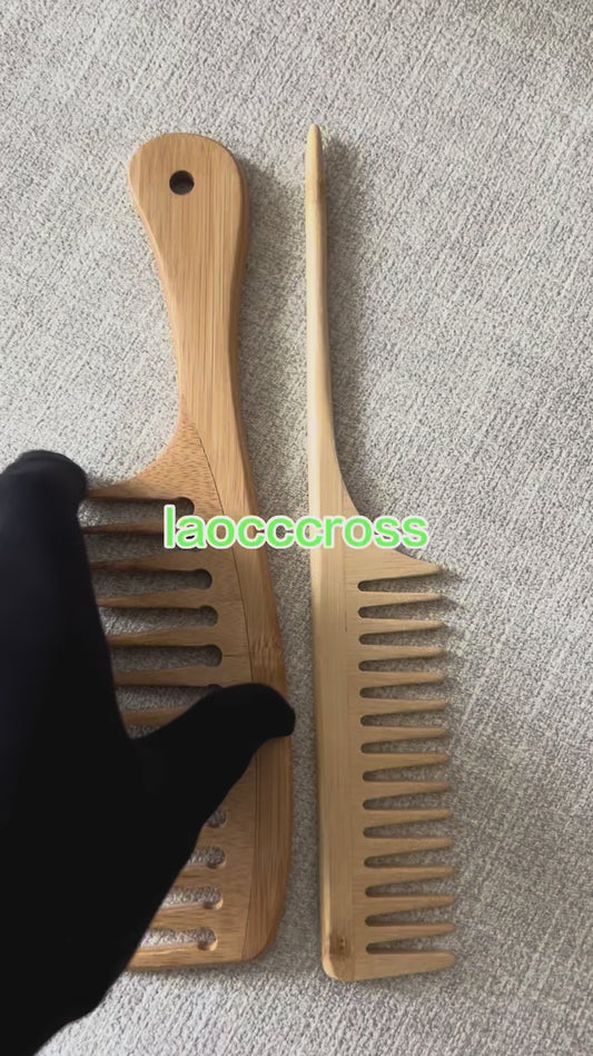 Personalized Bamboo Wide Tooth Comb, Afro Pick, Custom Laser Engraved father's gift