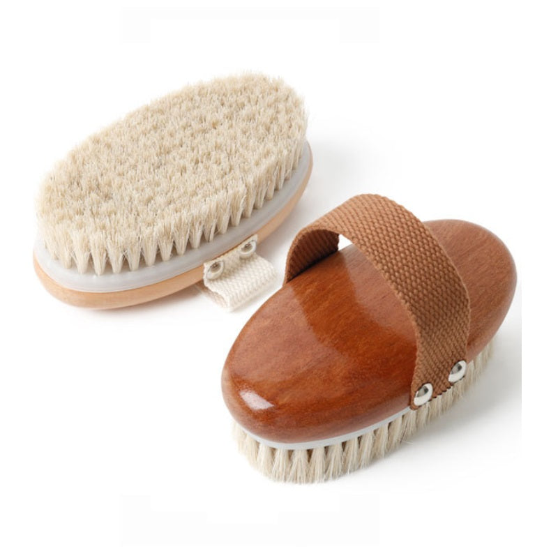 Engrave logo-High quality Horse hair brush wood handle brush body brush dry brush bath brush massage SPA（副本）