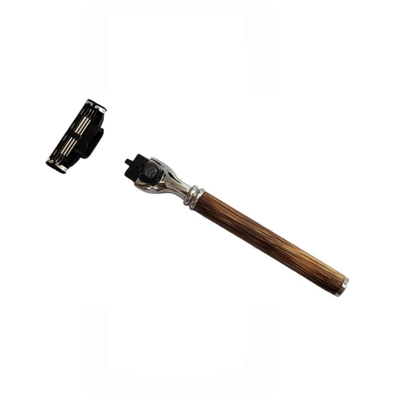 Engrave logo-Vintage color bamboo handle 3edges razor beard shaving Safety Razors Men's Razors Shaving & Hair Removal Men's Shavers（副本）