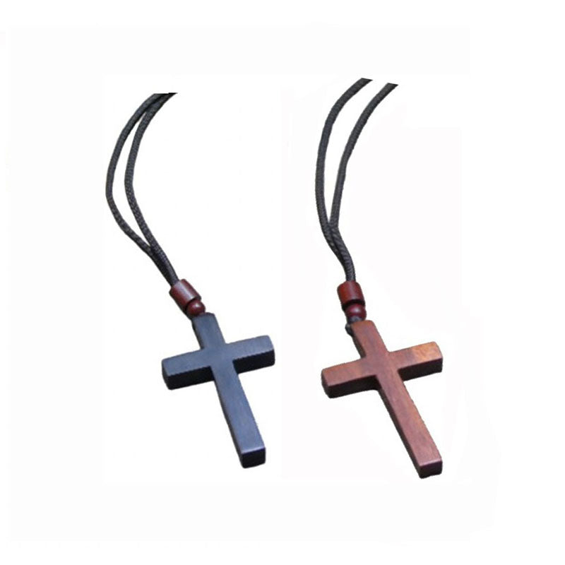 Personalized logo/name-Natural wood cross Jesus Cross necklace bracelet keychain wholesale