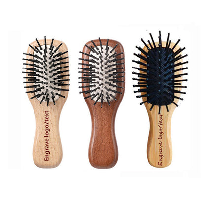 Personalized-Mini Wooden handle air cushion brush hair massage brush beard brush barber comb wholesale
