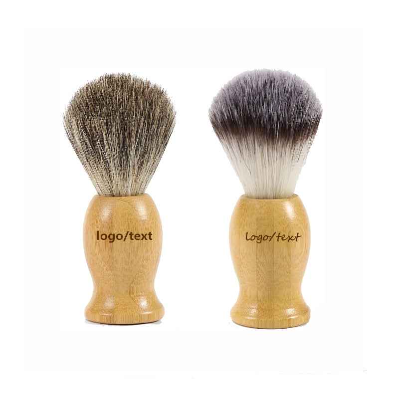 Personalized Customize logo-Natural bamboo handle Nylon shaving brushes Badger hair Beard care wholesale
