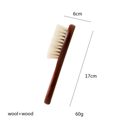 Customize Logo-Handmade beech wood baby hair care brush woolen brush wooden comb body brush set（副本）