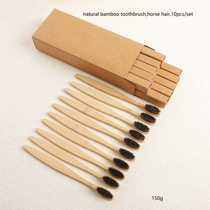Personalized bamboo handle Horse Hair/boar toothbrush plastic free Massager (Custom Logo)10pcs/set