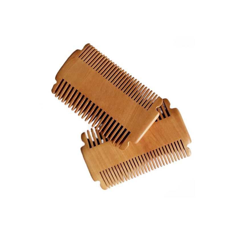 Engrave logo-Peach wood comb fine/wide tooth beard hair care grooming barber comb
