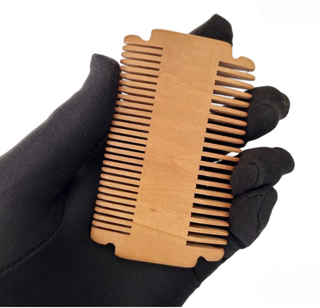 Engrave logo-Peach wood comb fine/wide tooth beard hair care grooming barber comb