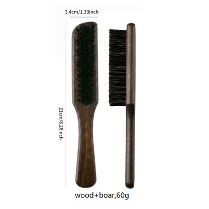 Engrave logo-Vintage style beard brush beech wood boar bristle brush barber brush clean brush grooming（副本）