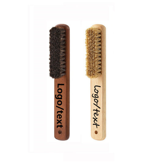 Personalized Engrave Logo-High quality vintage color wood handle horse hair barber brush hair brush coffee clean brush clean brush wholesale