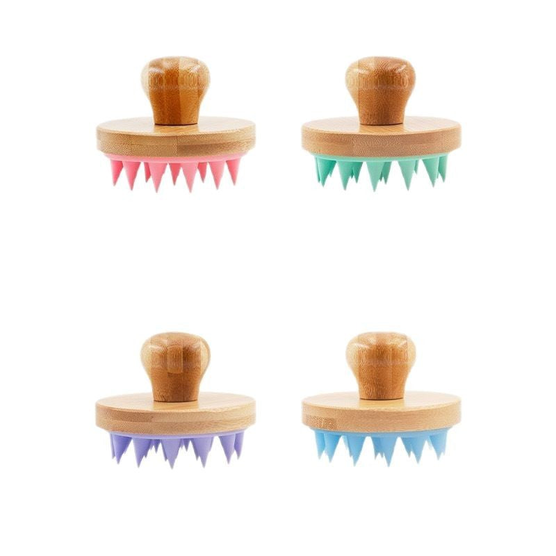 Engrave logo-Bamboo handle silicone brush wash hair massage body brush bath shower tool wholesale