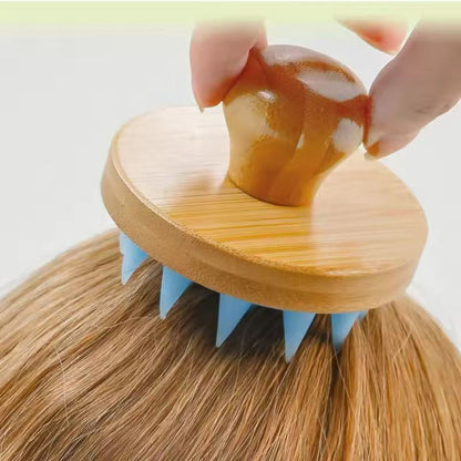 Engrave logo-Bamboo handle silicone brush wash hair massage body brush bath shower tool wholesale