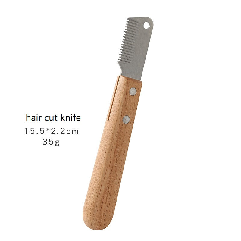 Personalized logo-Pet comb rake hair comb dog grooming tool cat comb wood handle pet brush gift