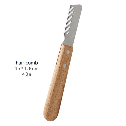 Personalized logo-Pet comb rake hair comb dog grooming tool cat comb wood handle pet brush gift