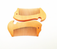Custom LOGO-Peach Wood fish shape Fine Tooth comb Beard Care Combs Wooden Comb