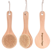 Engrave logo-Dry Brush Bath Brush boar bristle Wood Body Brush Body Cleaning Brush For Shower Promotion Gift