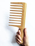 Engrave Logo-New kind Afro big Bamboo Comb Wide Tooth Comb With Handle For Hair/Beard Makeup
