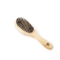 Engrave Logo-Pet Comb Wooden Handle steel tooth nylon tooth comb for dog and cat care brush