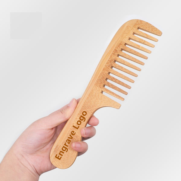 Handmade Bamboo Wood Comb Wide Tooth Comb With Handle For Hair/Beard Makeup tool