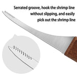 Engrave logo-Wood handle stainless steel head shrimp line knife kitchen tool