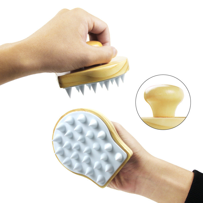 Engrave Logo-Wood Wash hair brush soft silica gel brush body bath brush massage
