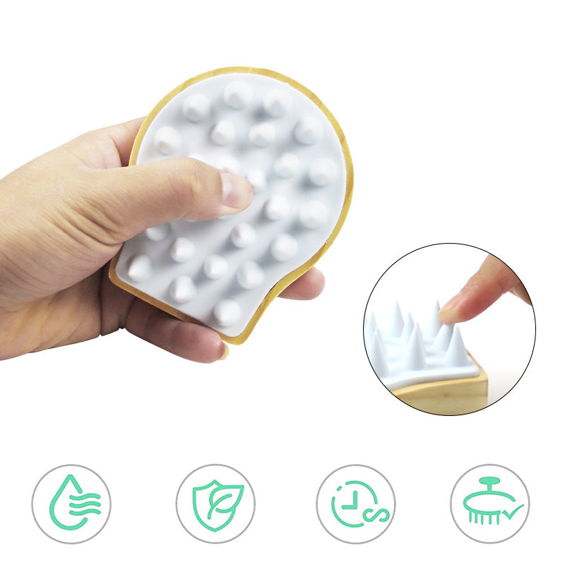 Engrave Logo-Wood Wash hair brush soft silica gel brush body bath brush massage