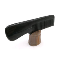 Customize Logo-Handmade natural Fine Tooth black ox horn comb hair care grooming makeup