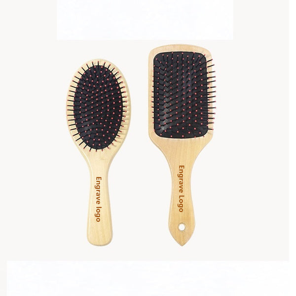 Customize Logo -Handmade airbag brush women hair care tool wood handle nylon fiber