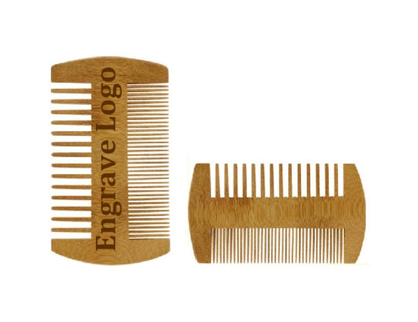 Customize Logo-New Kind Bamboo Wood Comb Two Sides Tooth Beard Care Comb Pocket Size Hair Brush