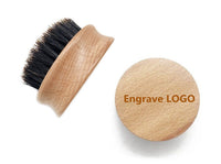 Engrave LOGO-New Kind Beech Wood Handle Brush Boar Bristle Beard Brush Men Beard Care Tool Grooming
