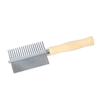 Engrave Logo-Pet Comb Wooden two sides tooth Handle steel tooth comb for dog and cat care brush
