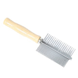 Engrave Logo-Pet Comb Wooden two sides tooth Handle steel tooth comb for dog and cat care brush