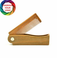 Customize Logo-Greensandalwood Comb Folding Combs Pocket Size Comb Beard Care Comb Beard Brush Hair Comb makeup grooming tool