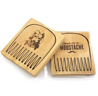Customize Logo-Handmade Bamboo Wood Beard Comb Set With Case For Men Beard Care comb beard brush