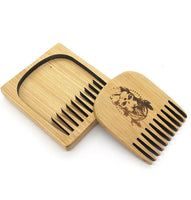 Customize Logo-Handmade Bamboo Wood Beard Comb Set With Case For Men Beard Care comb beard brush