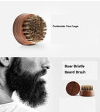 Customize Your Logo-Black Walnut Wood Handle Boar Bristle Brush For Men Beard Care Brush Makeup Grooming Tool Beard comb