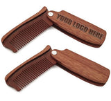 Your LOGO Customized Foldable Makeup Combs Amoora Wood Comb Men Grooming Barber Gifts