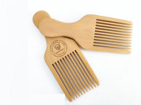 Customize Logo-Peach Wooden Comb Wide Tooth Beard Care Comb Fork Combs Pick comb Afro hair brush