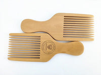 Customize Logo-Peach Wooden Comb Wide Tooth Beard Care Comb Fork Combs Pick comb Afro hair brush
