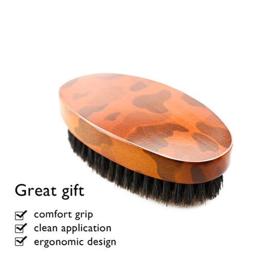 Customize Your Logo-Camouflage Boar Bristle Brush For Men Beard Care Makeup Grooming Engrave Logo
